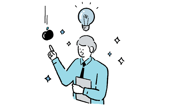 アイデアがひらめき、問題解決するイメージのイラスト