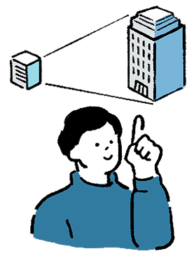 企業の規模が拡大するイメージのイラスト