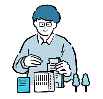 高い視点からオフィスを見渡す経営者のイラスト